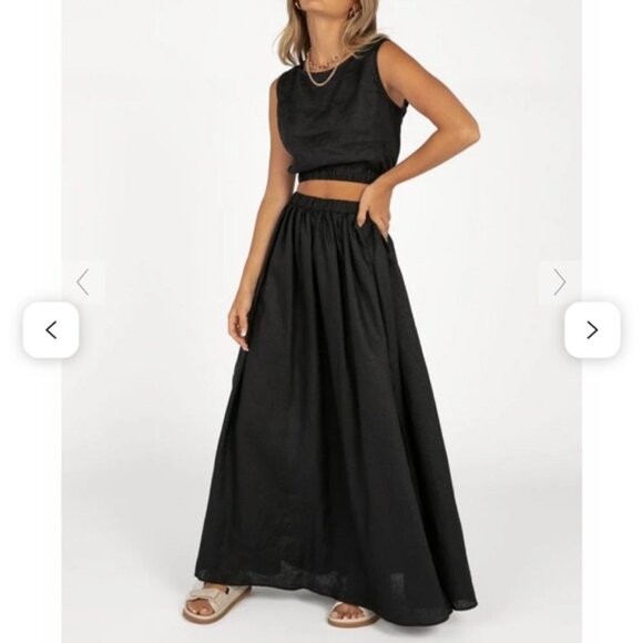 DISSH Black Linen Maxi Skirt - Picture 3 of 7